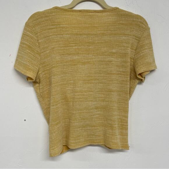 Sadie & Sage Yellow Short Sleeve Knotted Front Top Womens L Fall Casual Top - Picture 8 of 10